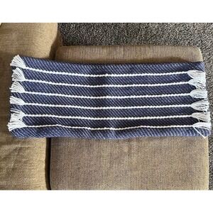 Basketweave Decorative Pillow cover 11'' x 30'' blue, gray, and white tones